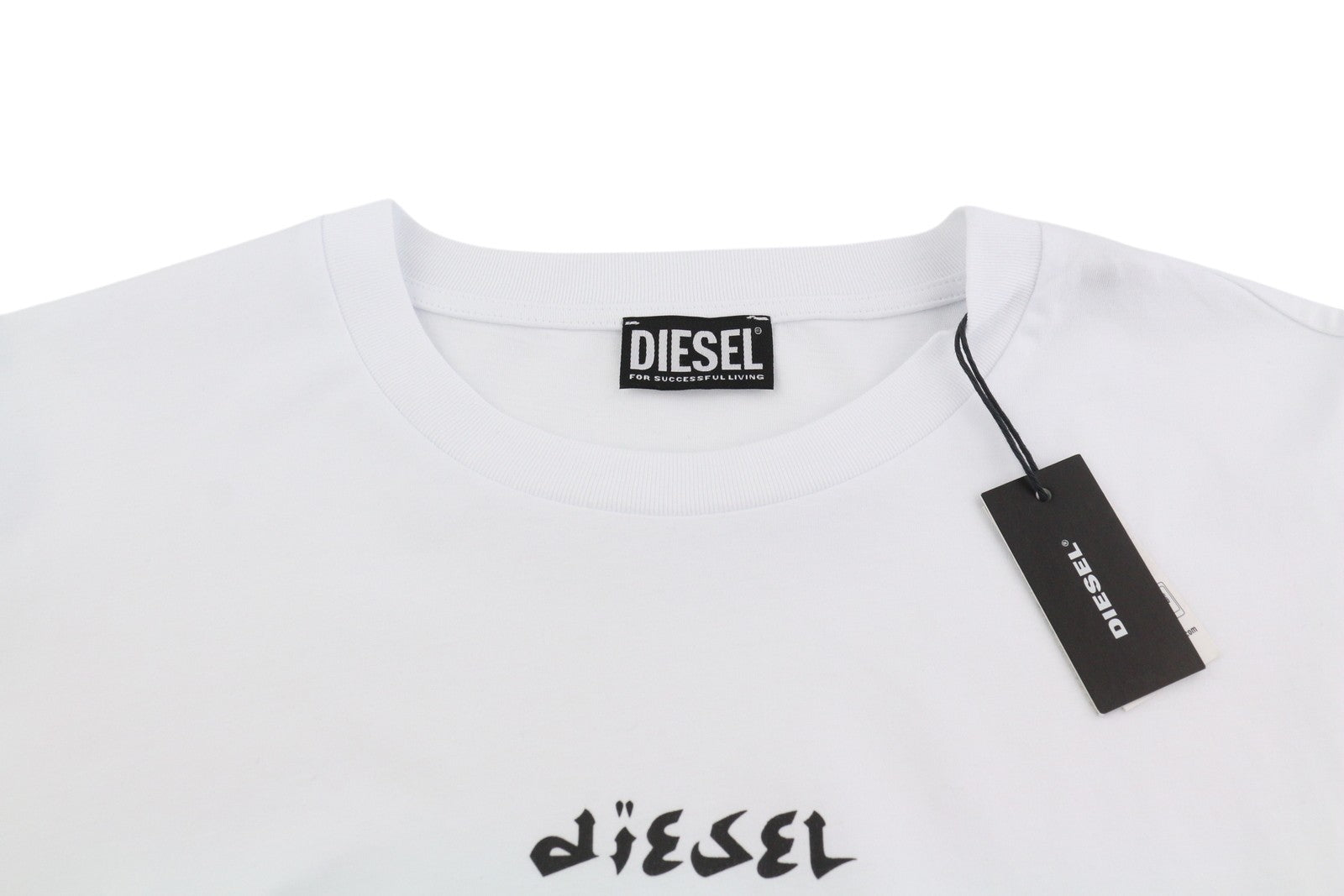 DIESEL T-Just-LS-Slits-B53 vyriški marškinėliai XL dydžio, balti, su apvalia apykakle 