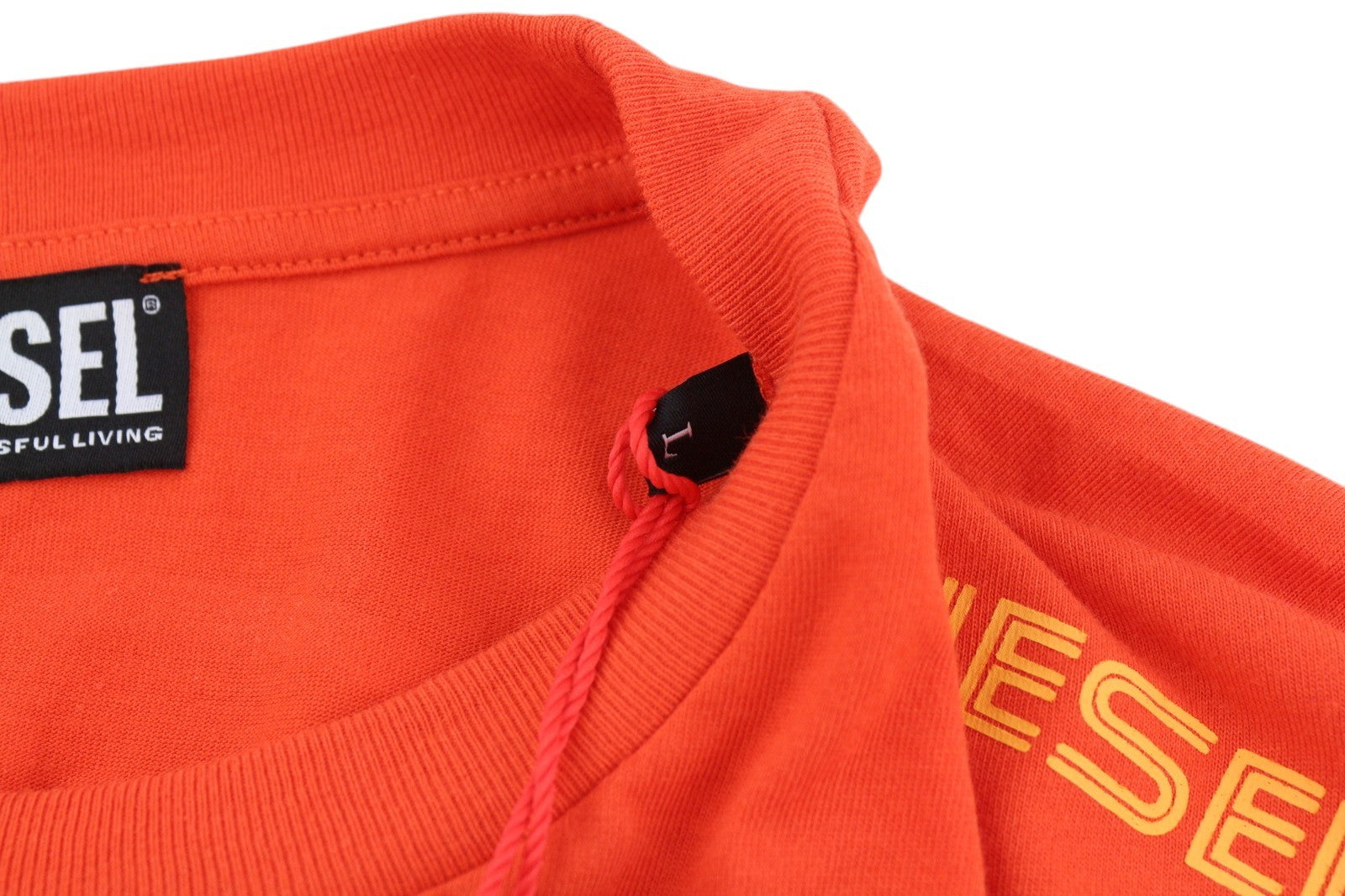 DIESEL T-Just-LS-E6 vyriški marškinėliai L dydžio oranžiniai su megztiniu ilgomis rankovėmis apvalia apykakle 