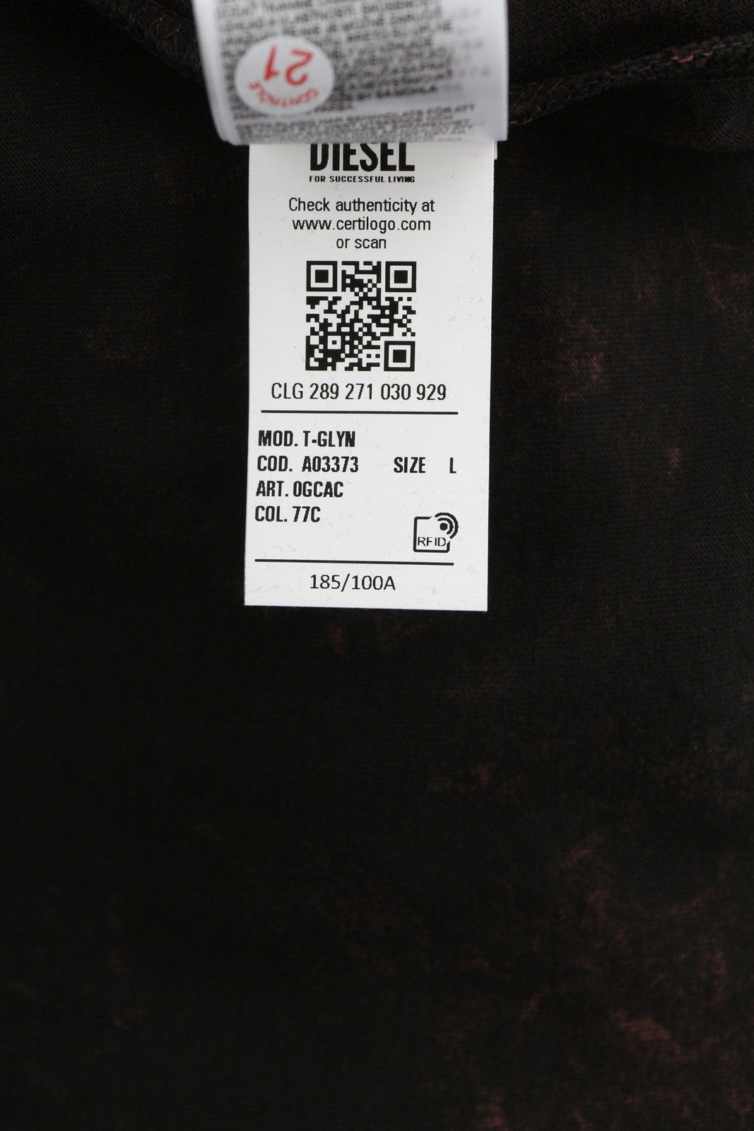 DIESEL T-Glyn vyriški marškinėliai ilgomis rankovėmis, rūgštinio plovimo efekto apvali kaklo iškirpte, RRP125