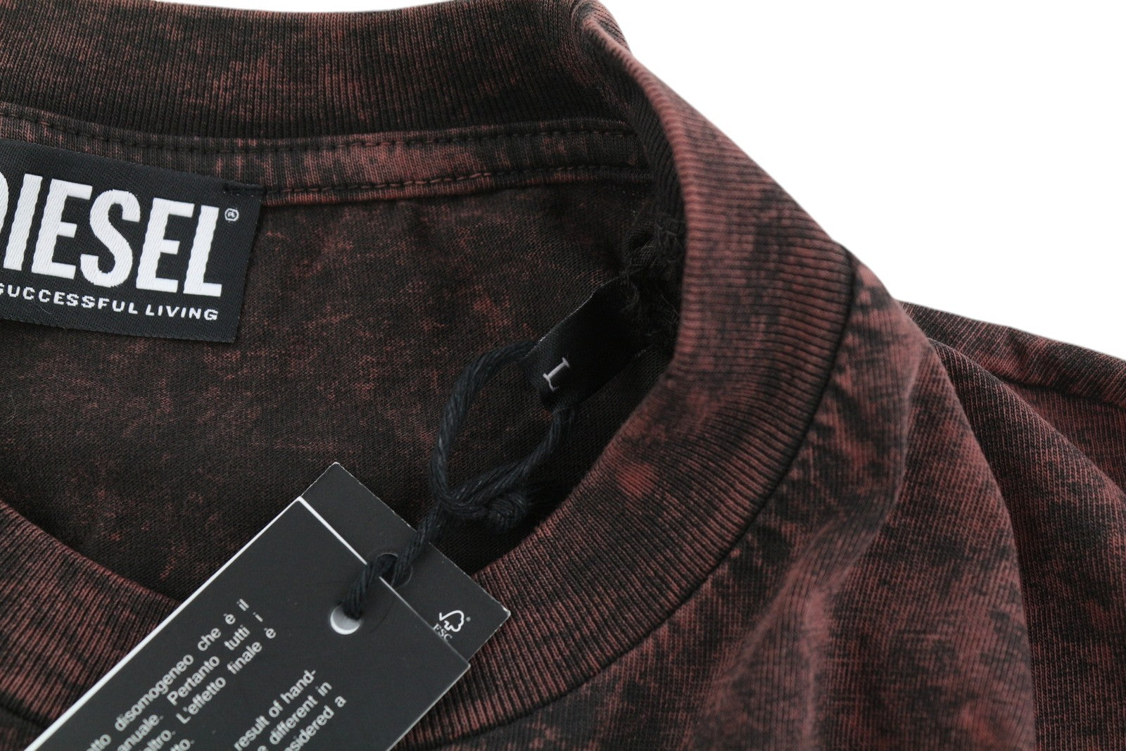 DIESEL T-Glyn vyriški marškinėliai ilgomis rankovėmis, rūgštinio plovimo efekto apvali kaklo iškirpte, RRP125