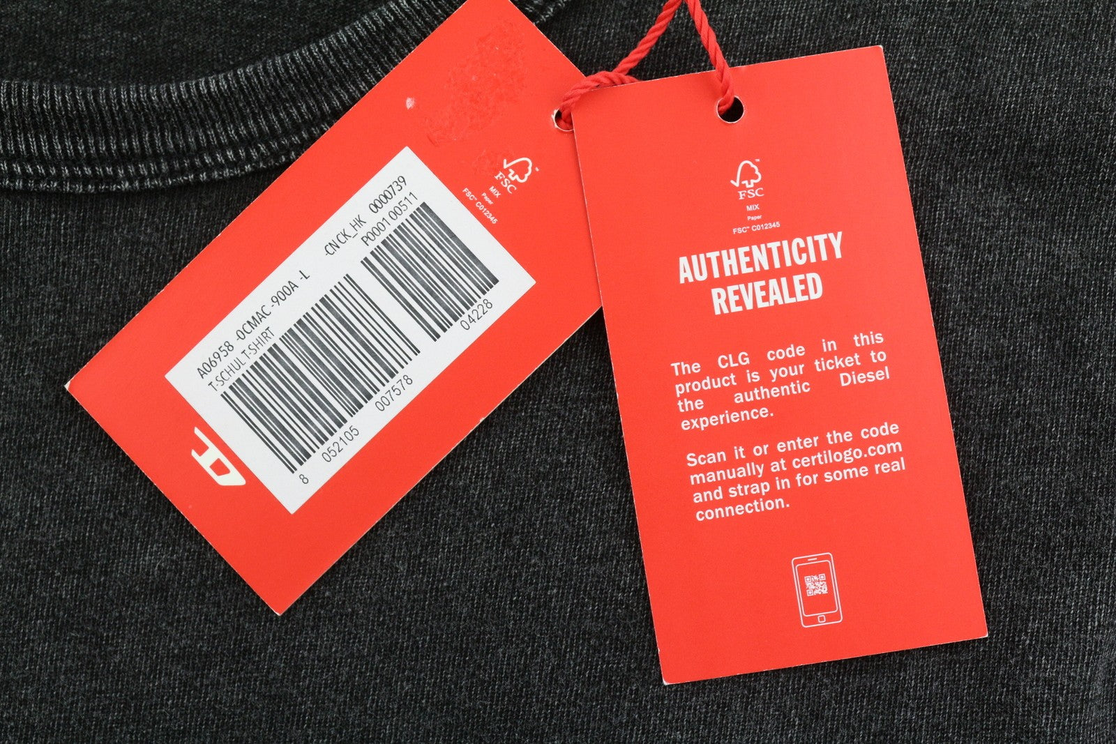 DIESEL T-Schul vyriški marškinėliai L dydžio, juodi, skalbto efekto, megzti ilgomis rankovėmis 