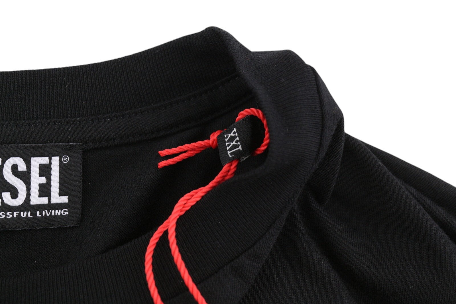 DIESEL T-Just-LS-E7 vyriški marškinėliai ilgomis rankovėmis, apvalios iškirptės, juodi