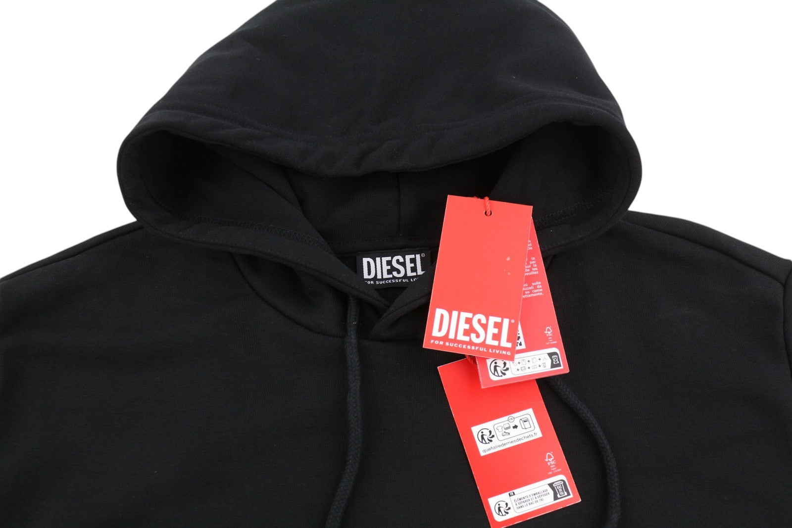 DIESEL S-Girk-Hood-K12 vyriškas džemperis su gobtuvu, 2XL, juodas, su kengūros kišene, rekomenduojama kaina – 130 € 