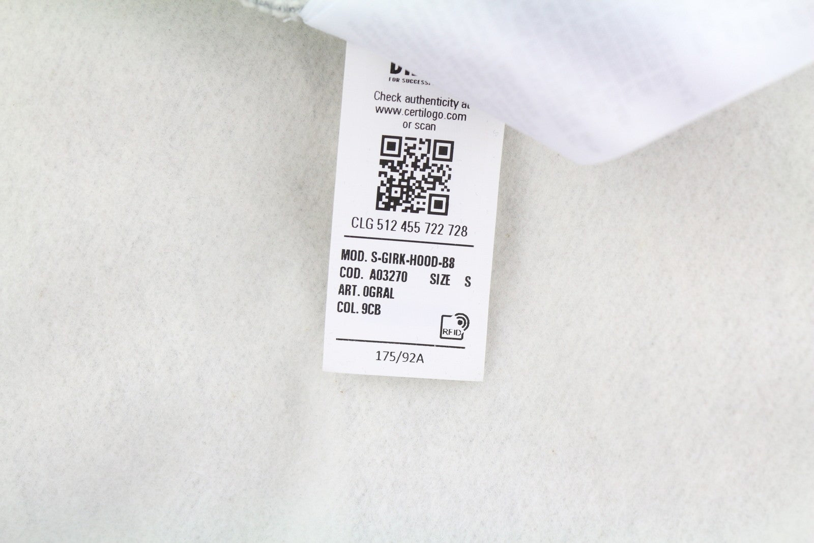 DIESEL S-Girk-Hood-B8 vyriškas džemperis su gobtuvu S pilkos spalvos melanže su kengūros kišene RRP130