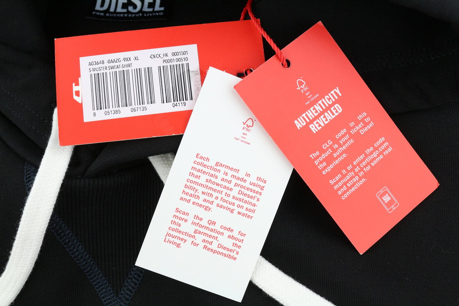 DIESEL S-Muster vyriškas džemperis su gobtuvu XL dydžio, juodas, megztinis su gobtuvu, didelis, rekomenduojama kaina – 150 € 