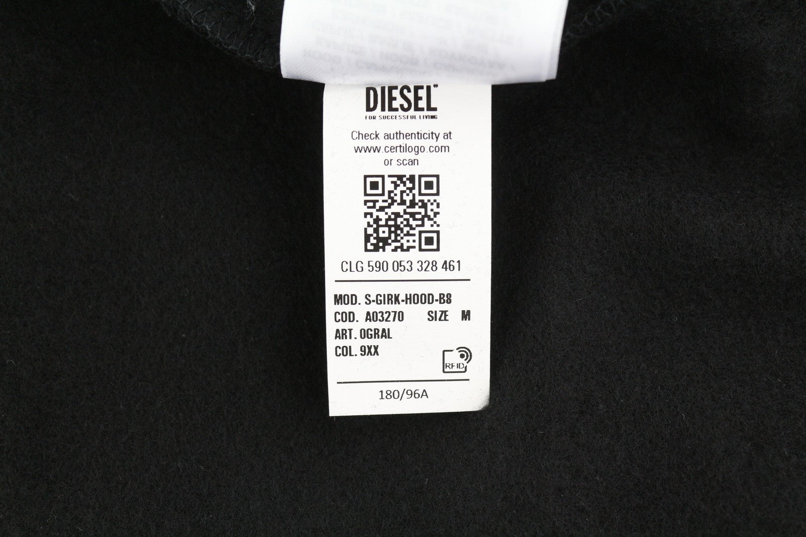 DIESEL S-Girk-Hood-B8 vyriškas džemperis su gobtuvu M, juodas, su kengūros kišene, RRP130