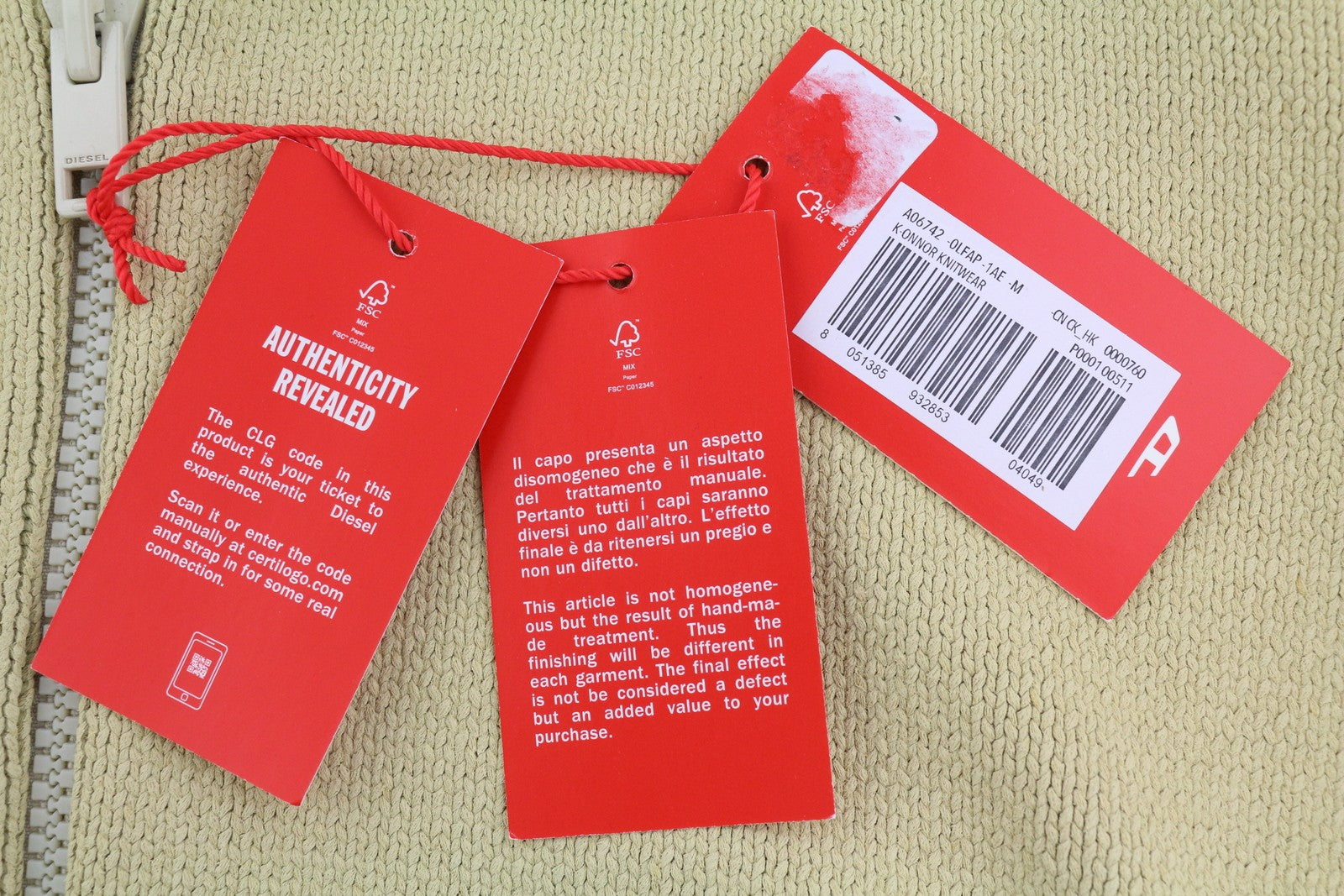 DIESEL K-Onnor vyriškas džemperis su gobtuvu, smėlio spalvos, aptemptas, užtrauktuku ilgomis rankovėmis, RRP 395 € 