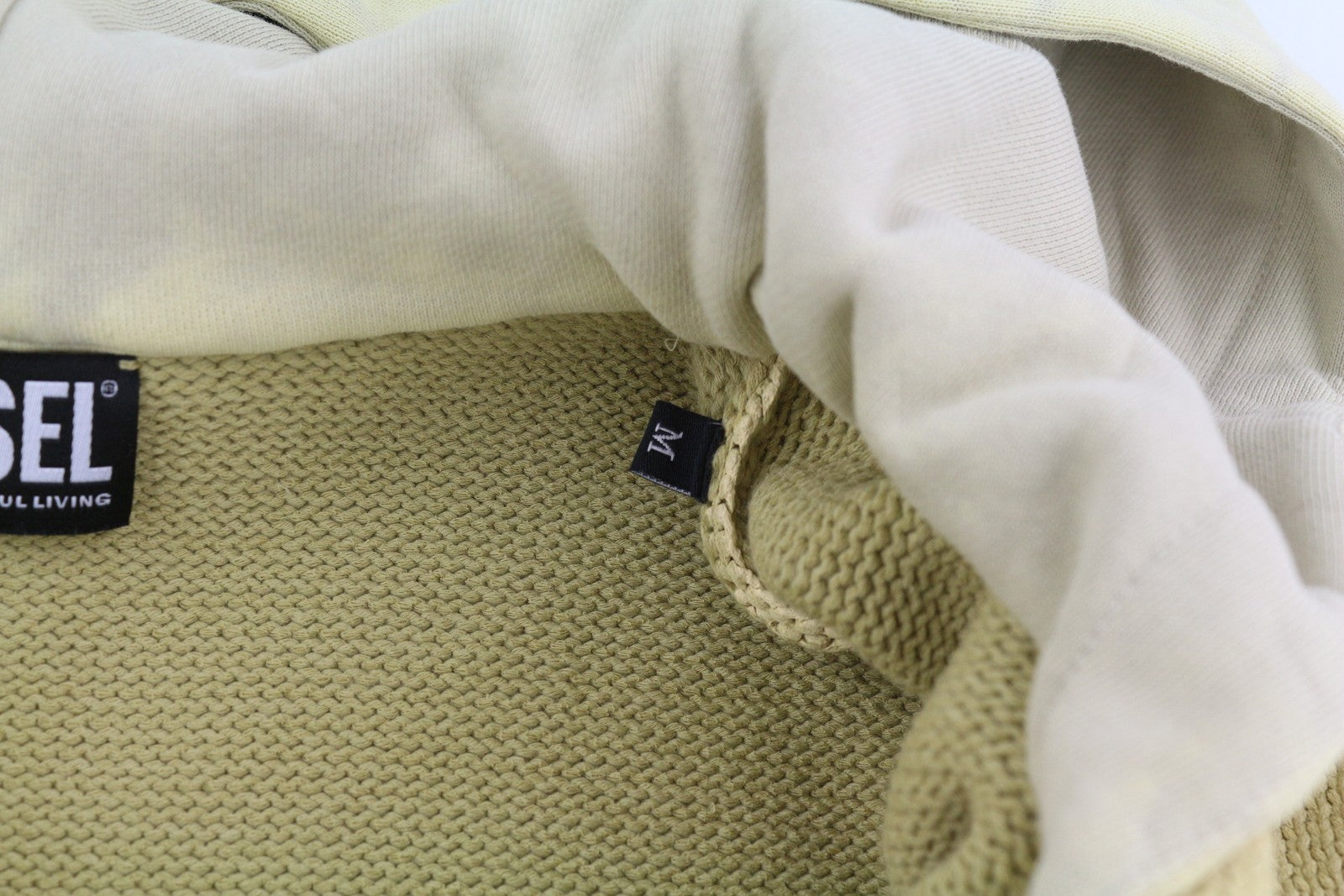 DIESEL K-Onnor vyriškas džemperis su gobtuvu, smėlio spalvos, aptemptas, užtrauktuku ilgomis rankovėmis, RRP 395 € 