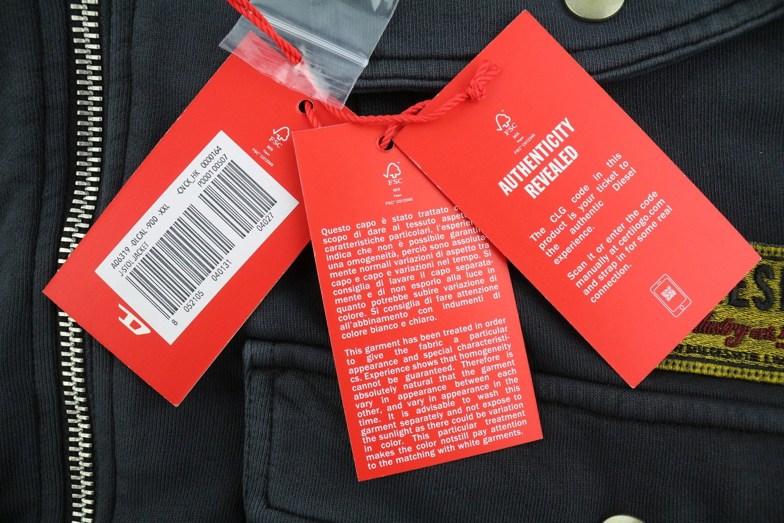 DIESEL J-Stol vyriška striukė, 2XL, skalbta juoda, su užtrauktuku ir kišenėmis, rekomenduojama kaina – 275 € 