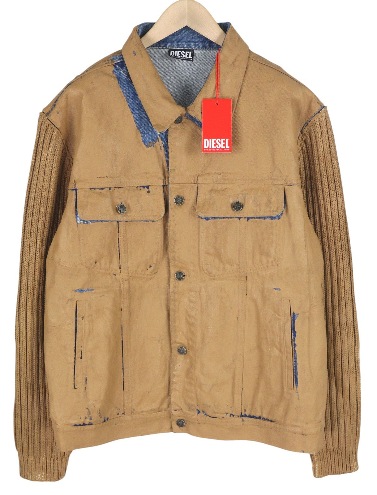 DIESEL K-Layton vyriška striukė, 2XL dydžio, dengta sunkvežimio tipo striuke su sagomis, rekomenduojama kaina – 450 € 