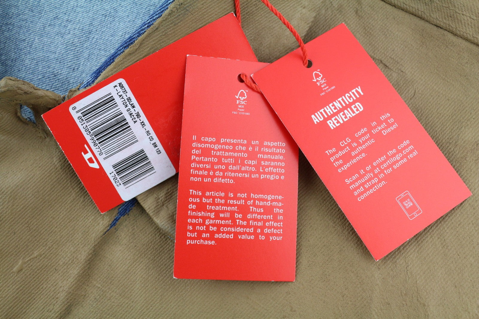 DIESEL K-Layton vyriška striukė, 2XL dydžio, dengta sunkvežimio tipo striuke su sagomis, rekomenduojama kaina – 450 € 