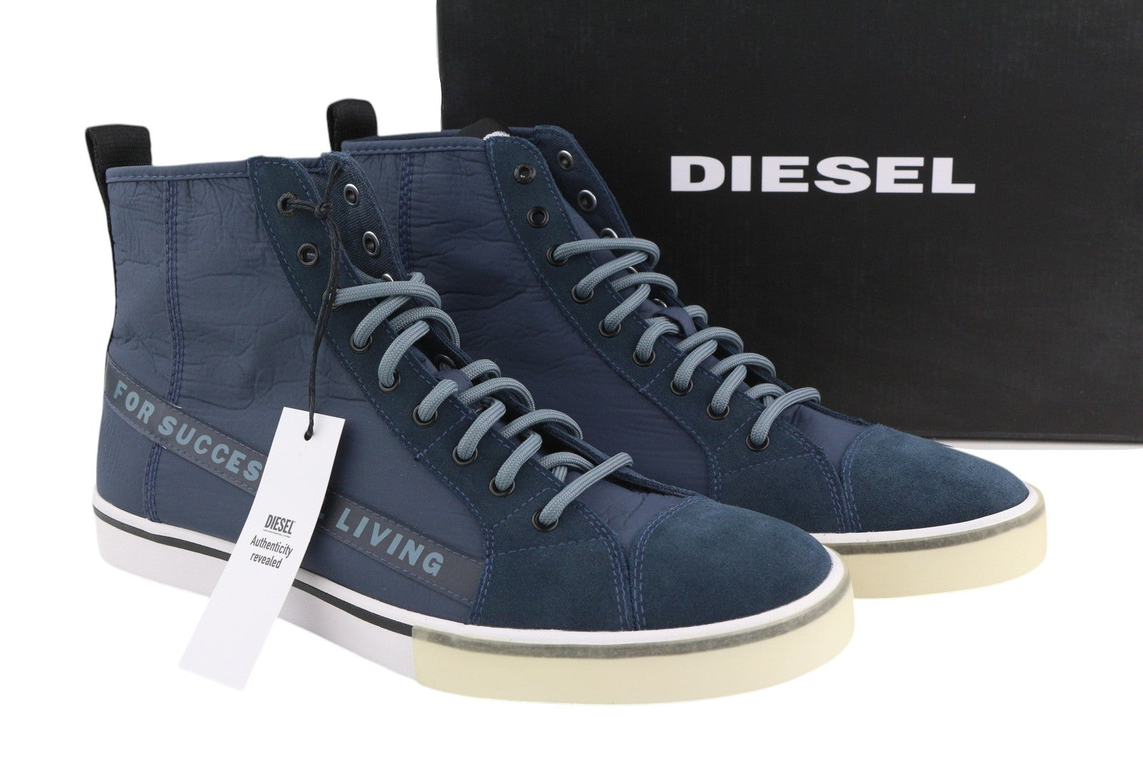 DIESEL S-Dvelows ML vyriški sportbačiai, mėlyni, odiniai, aukštakulniai, suvarstomi, EU46, RRP 185 € 