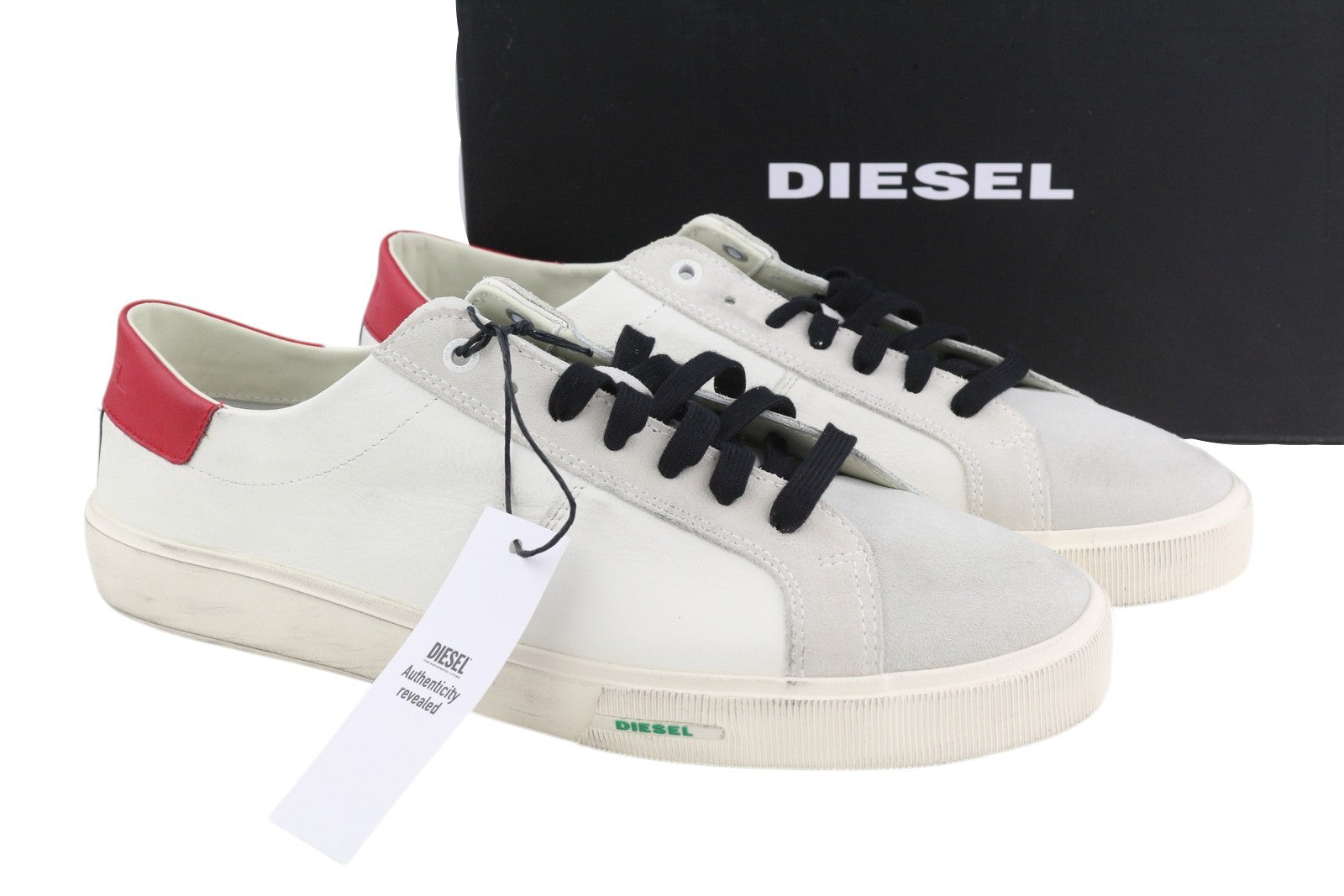 DIESEL S-Mydori LC vyriški sportbačiai, šviesios karvės odos, žemi bateliai, suvarstomi, RRP 160 € 