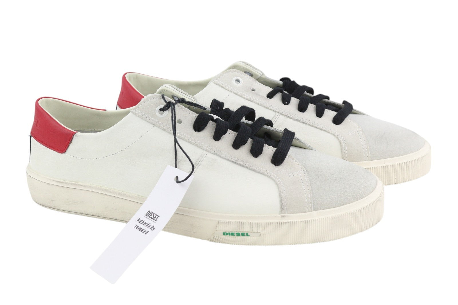 DIESEL S-Mydori LC vyriški sportbačiai, šviesios karvės odos, žemi bateliai, suvarstomi, RRP 160 € 