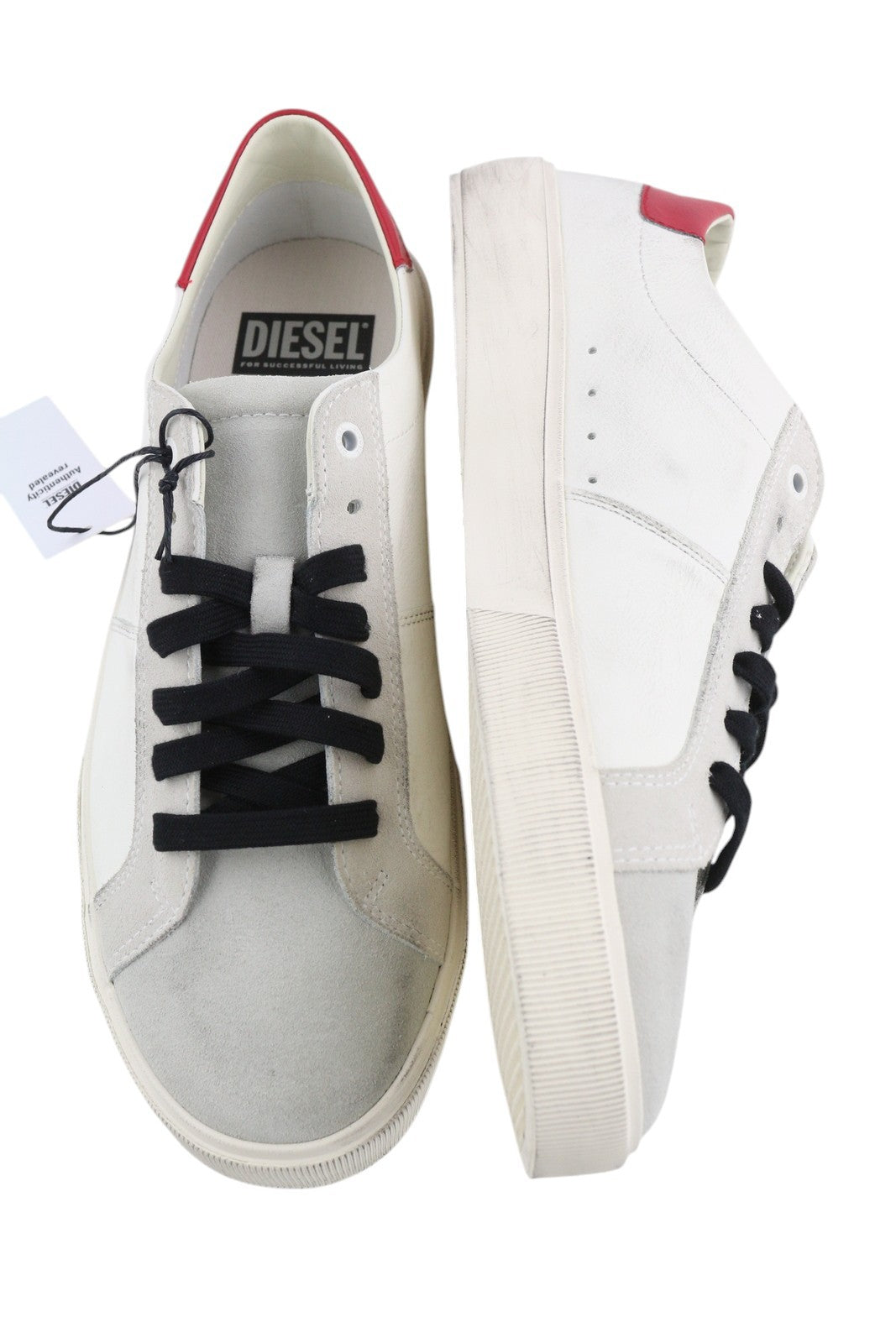 DIESEL S-Mydori LC vyriški sportbačiai, šviesios karvės odos, žemi bateliai, suvarstomi, RRP 160 € 