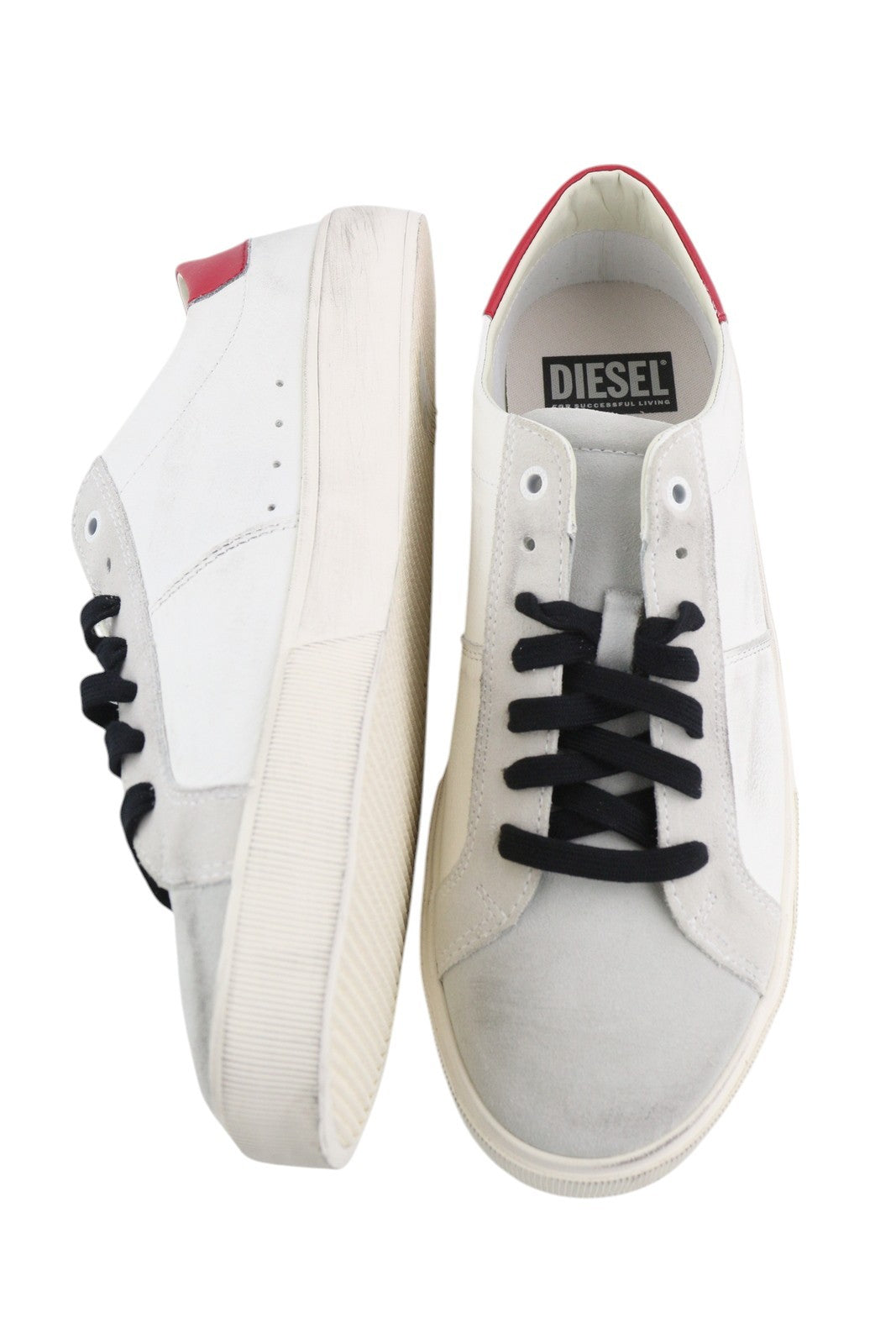DIESEL S-Mydori LC vyriški sportbačiai, šviesios karvės odos, žemi bateliai, suvarstomi, RRP 160 € 