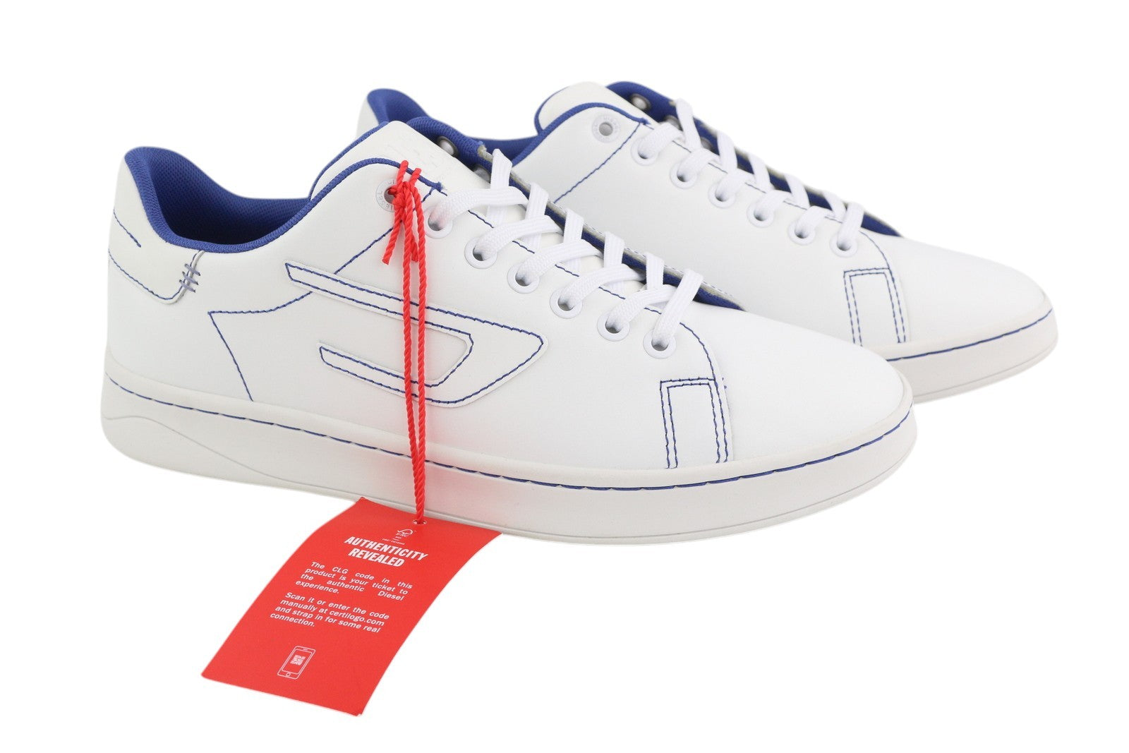 DIESEL S-Athene žemakulniai vyriški sportbačiai, 41 dydis, balti, odiniai, suvarstomi, šviesiai rudi, rekomenduojama kaina – 160 € 