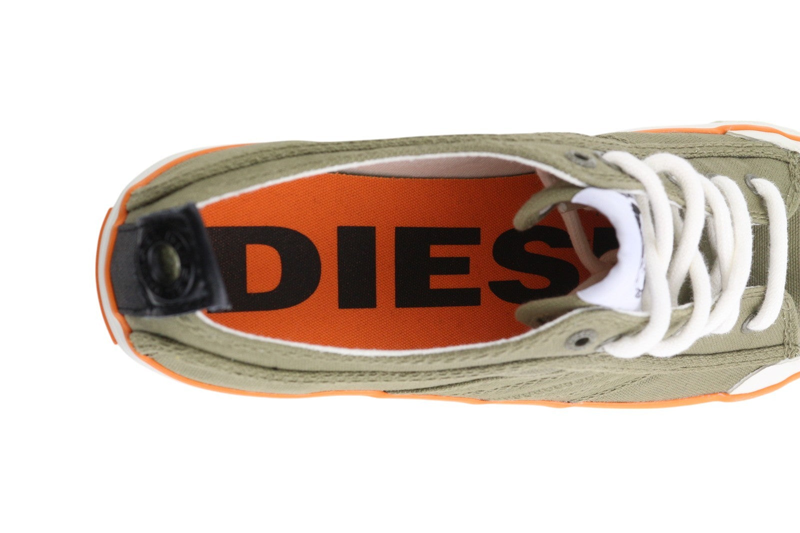 DIESEL S-Astico LC vyriški sportbačiai, EU42, chaki spalvos, žemapadžiai, nėriniuoti, migdolų spalvos nosys. 