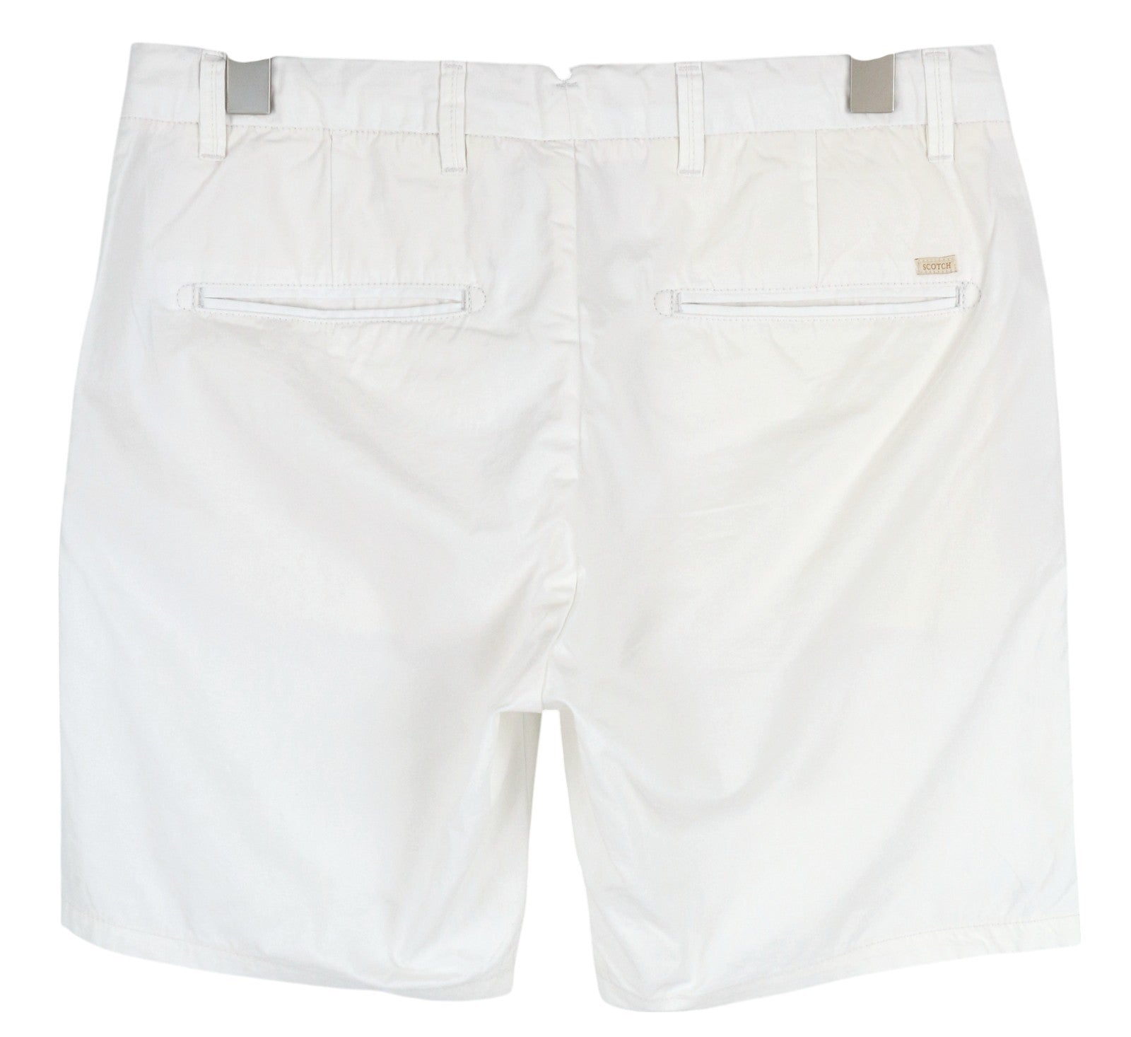 SCOTCH & SODA Men Shorts W38 Chino White Zip Fly 5-Design Pockets Logo Casual