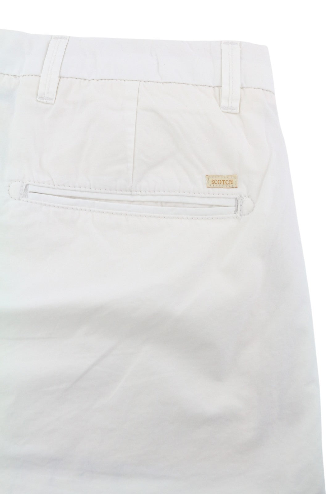 SCOTCH & SODA Men Shorts W31 Chino White Zip Fly 5-Design Pockets Logo Casual