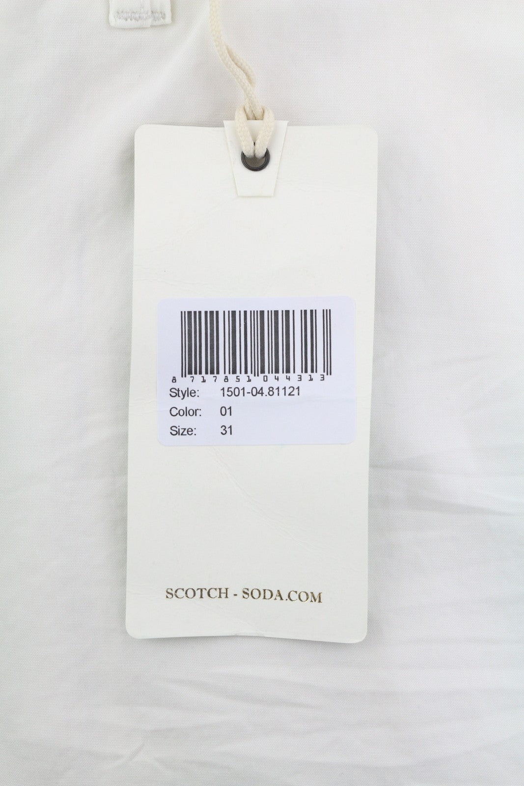 SCOTCH & SODA Men Shorts W31 Chino White Zip Fly 5-Design Pockets Logo Casual