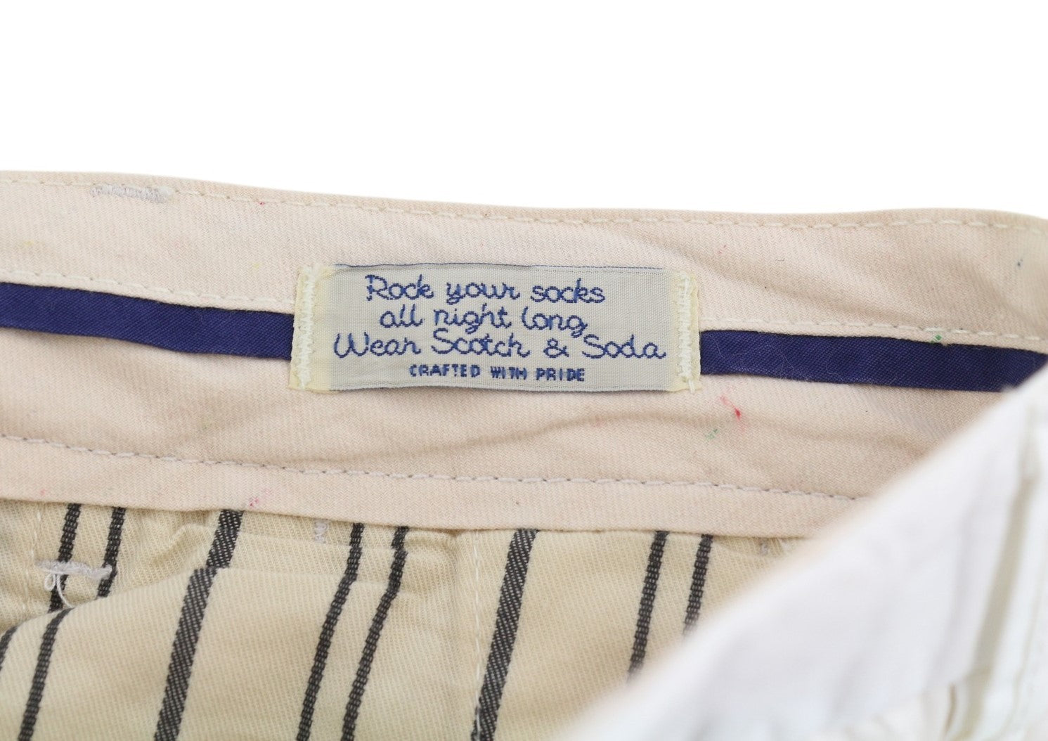 SCOTCH & SODA Men Shorts W31 Chino White Zip Fly 5-Design Pockets Logo Casual