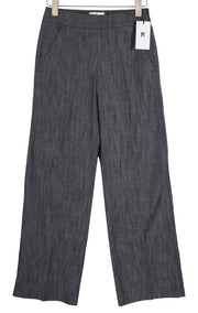PT TORINO Taylor moteriškos kelnės 40 W28 pilkos lino mišinio aukštu juosmeniu platėjančiu kirpimu 