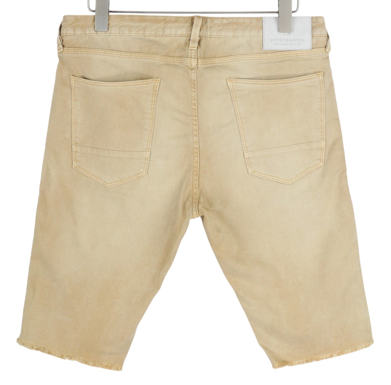 SCOTCH & SODA Men Shorts W36 Denim Washed Beige Button Fly Pockets Logo Casual