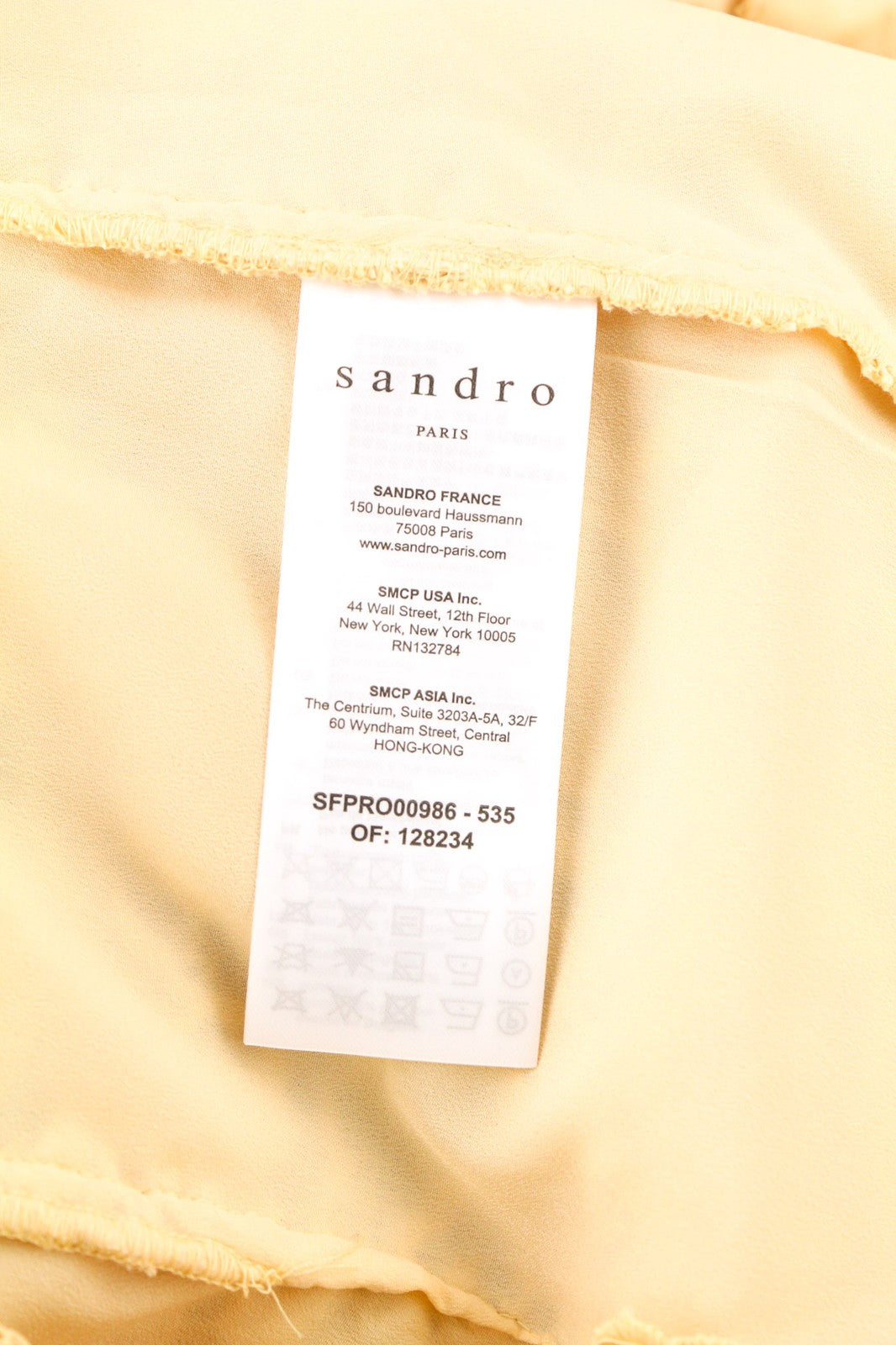 SANDRO moteriška suknelė, 40 dydžio, smėlio spalvos, su nėriniuota, siuvinėta, su sagomis, trumpomis rankovėmis. 