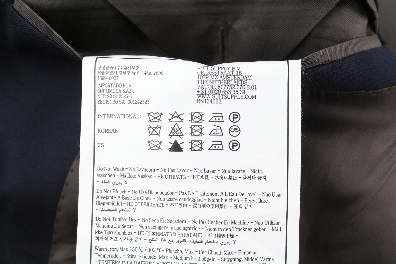 „SUITSUPPLY Napoli“ vienaeilis vyriškas švarkas UK46R mėlynas grynos vilnos atlapas su įpjova 