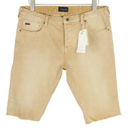 SCOTCH & SODA Men Shorts W34 Denim Washed Beige Button Fly Pockets Logo Casual