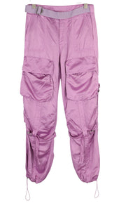 DIESEL moteriškos kelnės ~W30 rožinės spalvos, atlasinės, blizgančios, su diržu ir uždėtinėmis kišenėmis. 