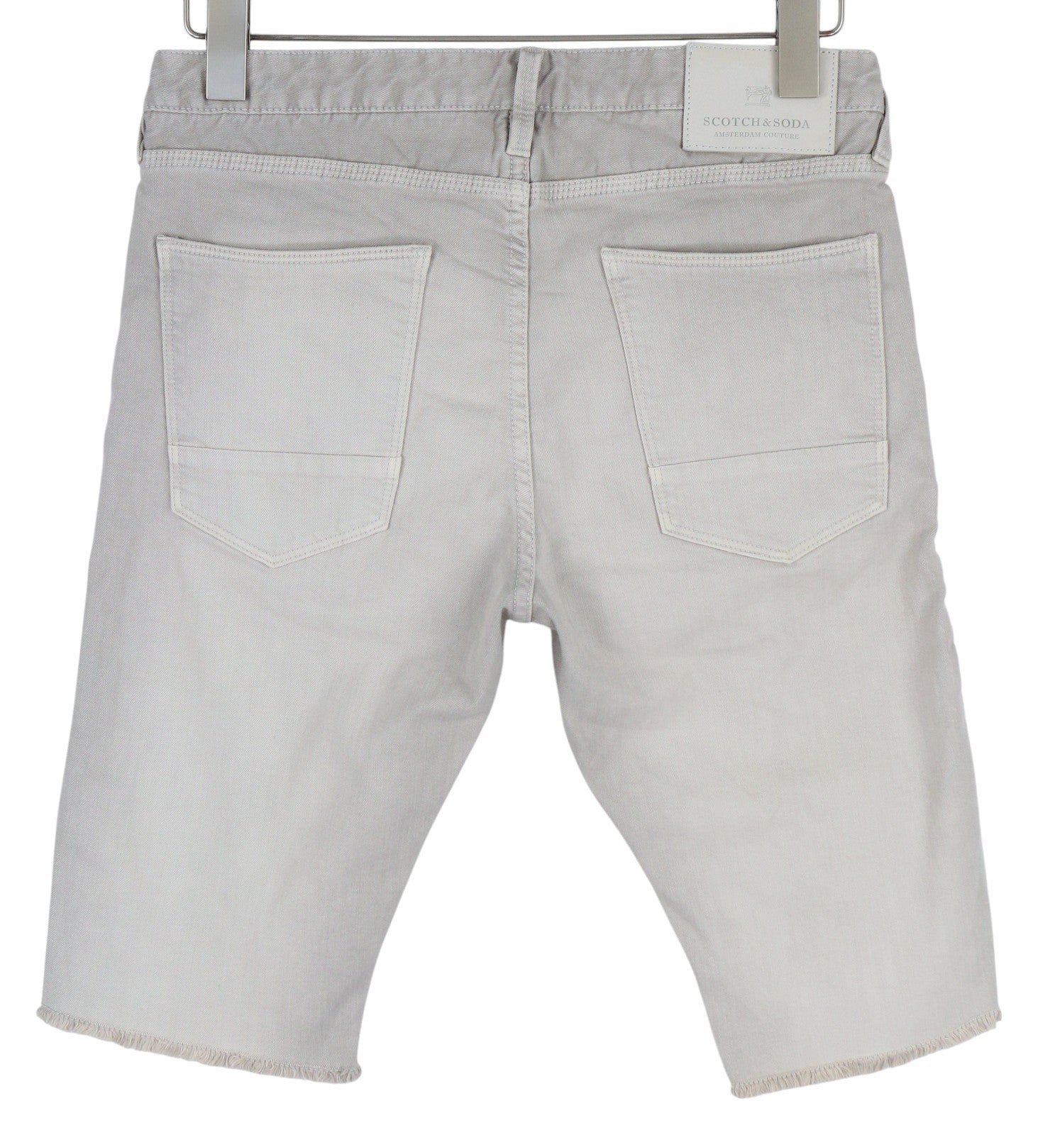 SCOTCH & SODA Men Shorts W29 Washed Denim Grey Button Fly Casual Logo Pockets