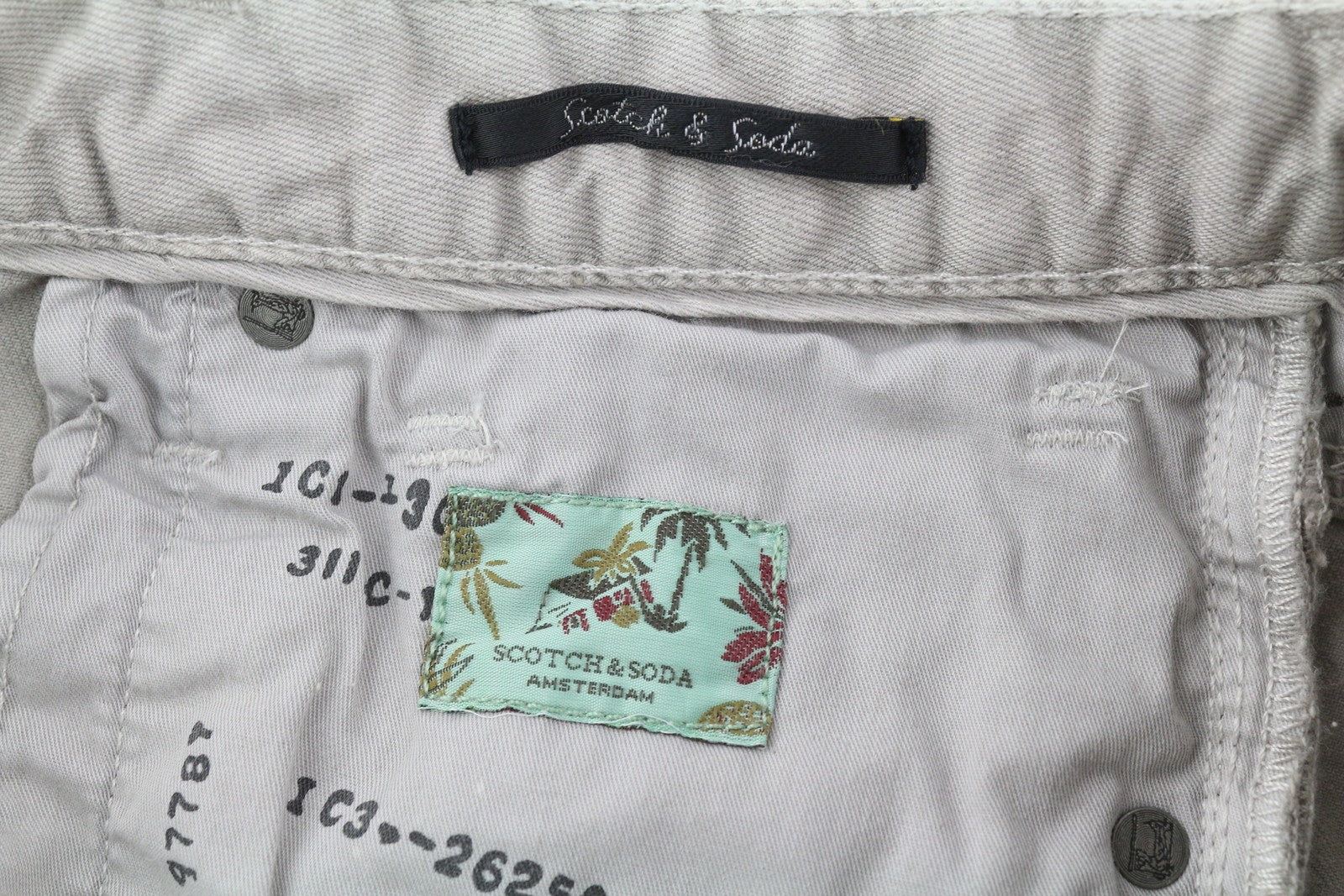 SCOTCH & SODA Men Shorts W29 Washed Denim Grey Button Fly Casual Logo Pockets