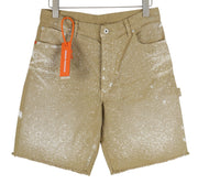 HERON PRESTON vyriški šortai M, džinsinio smėlio spalvos, dažyti sagomis, laisvalaikio stiliaus. 