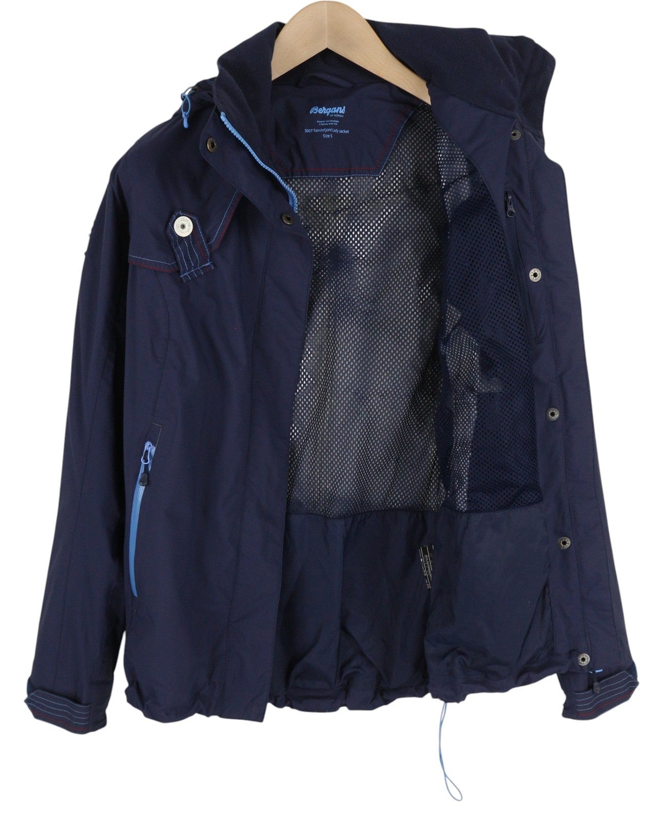 BERGANS OF NORWAY 5007 Sandef Jord moteriška striukė S, mėlyna, su gobtuvu, lengva