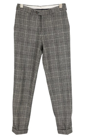 SUITSUPPLY Brescia Men Trousers UK34R Grey Plaid Wool Cashmere Turn-Up Slim