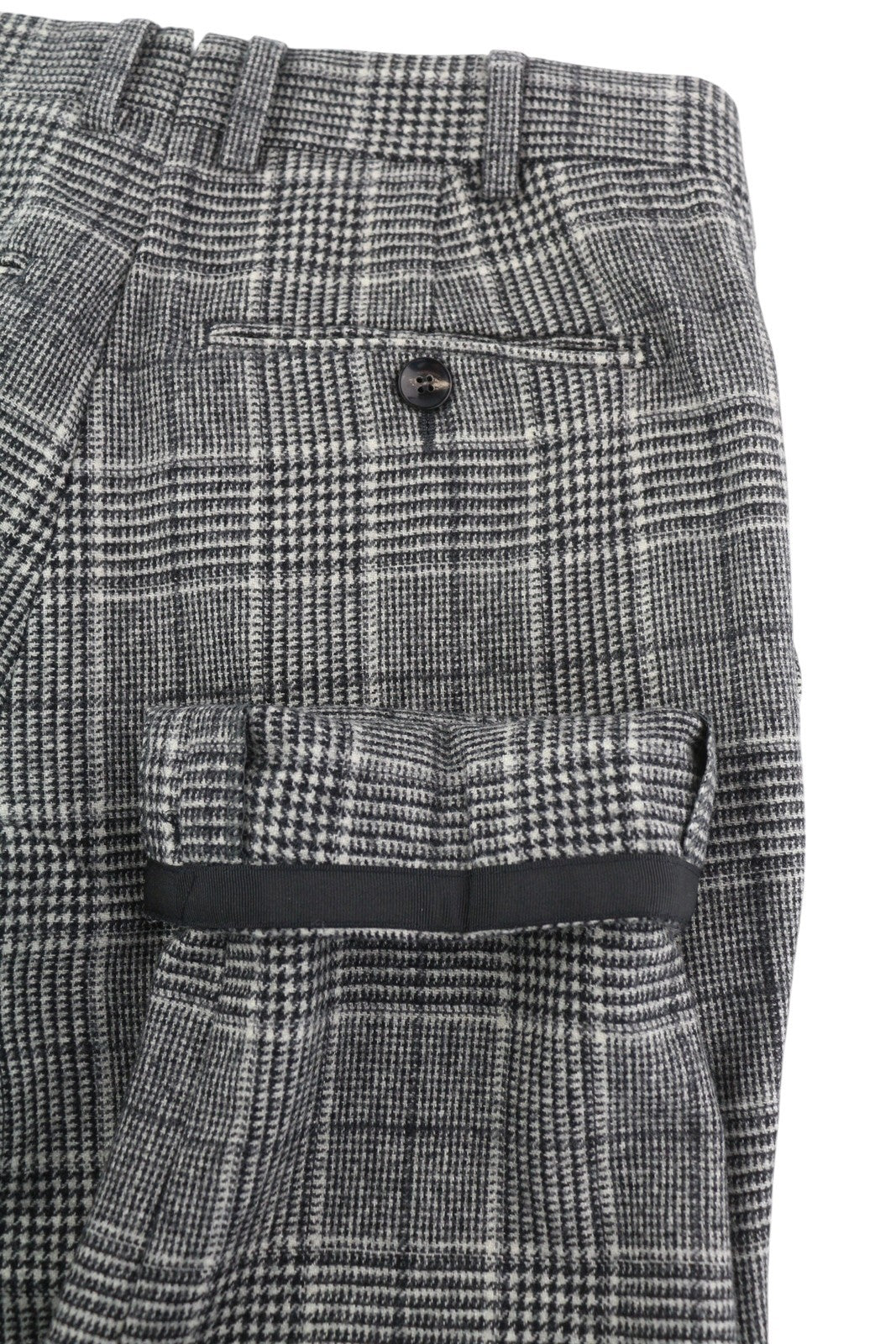 SUITSUPPLY Brescia Men Trousers UK34R Grey Plaid Wool Cashmere Turn-Up Slim