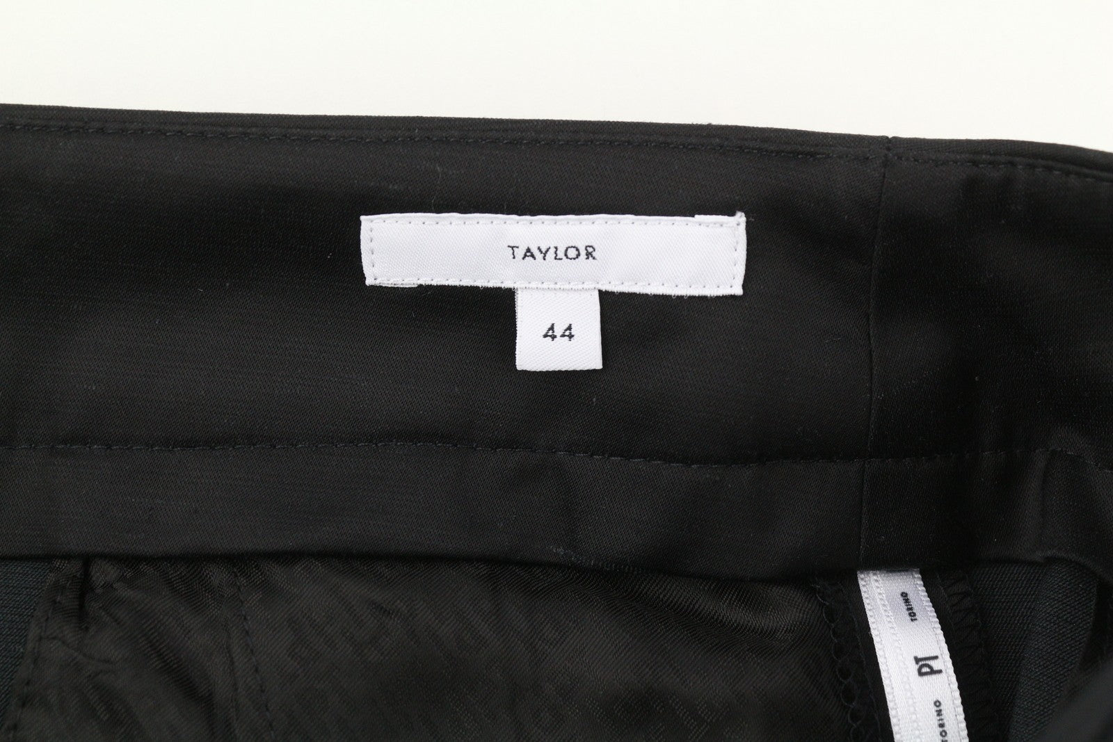 PT TORINO Taylor moteriškos kelnės 44 W31 juodos šilko mišinio aukštu liemeniu platėjančiomis klešnėmis 