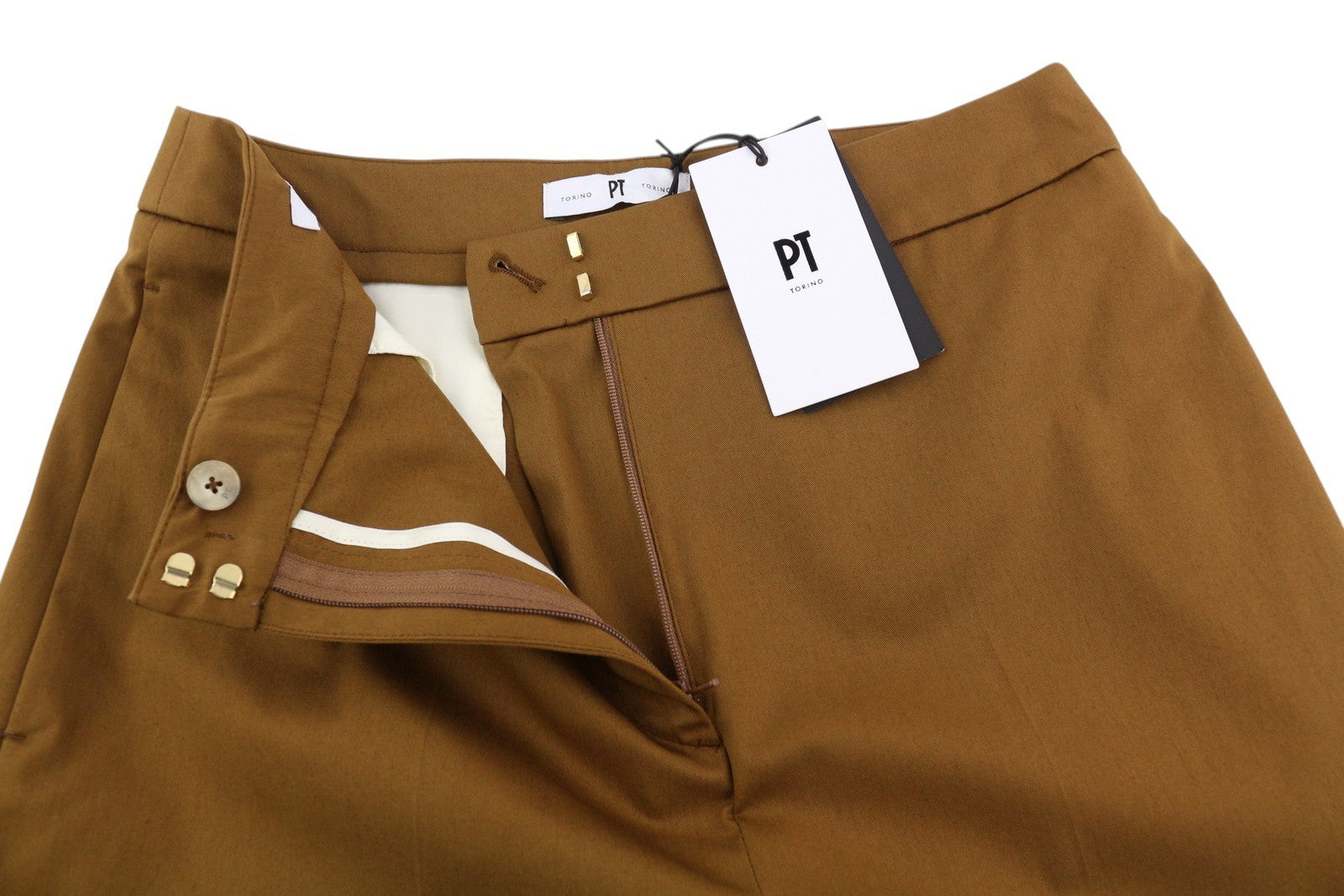 PT TORINO Mia moteriškos kelnės 42 W28 rudos platėjančiomis klešnėmis iki kulkšnių su gėlių raštu 