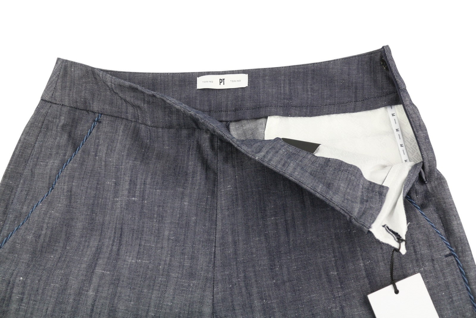 PT TORINO Taylor moteriškos kelnės 42 W30 pilkos lino mišinio kelnės aukštu liemeniu platėjančiomis klešnėmis 