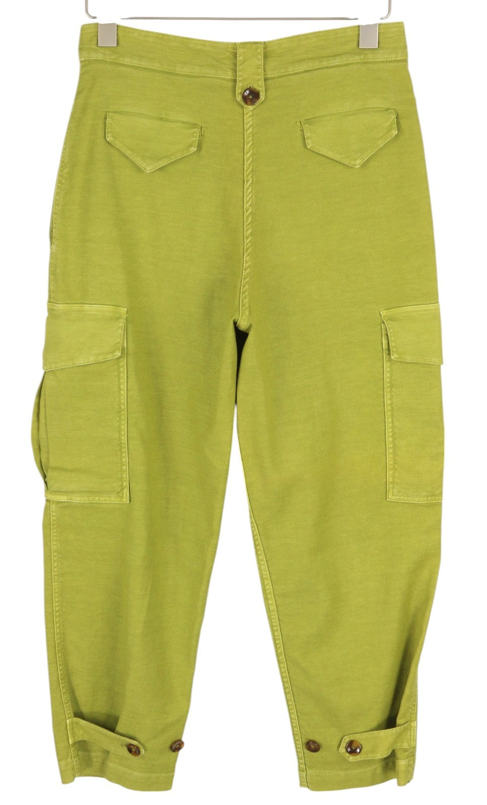 PT TORINO Zoe moteriškos kelnės 40 W30 žalios, aukštu liemeniu, siaurėjančios, lininio audinio 
