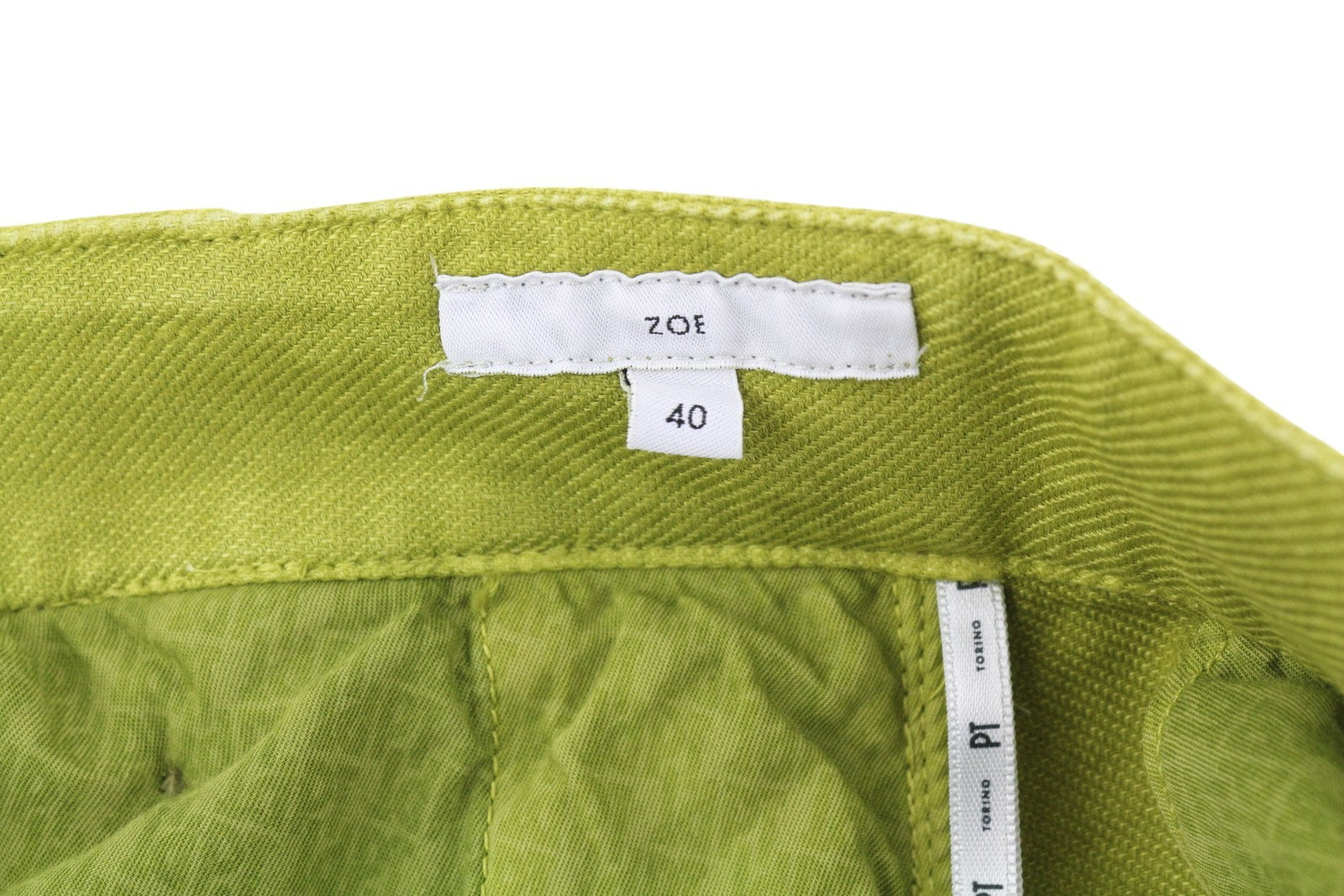 PT TORINO Zoe moteriškos kelnės 40 W30 žalios, aukštu liemeniu, siaurėjančios, lininio audinio 