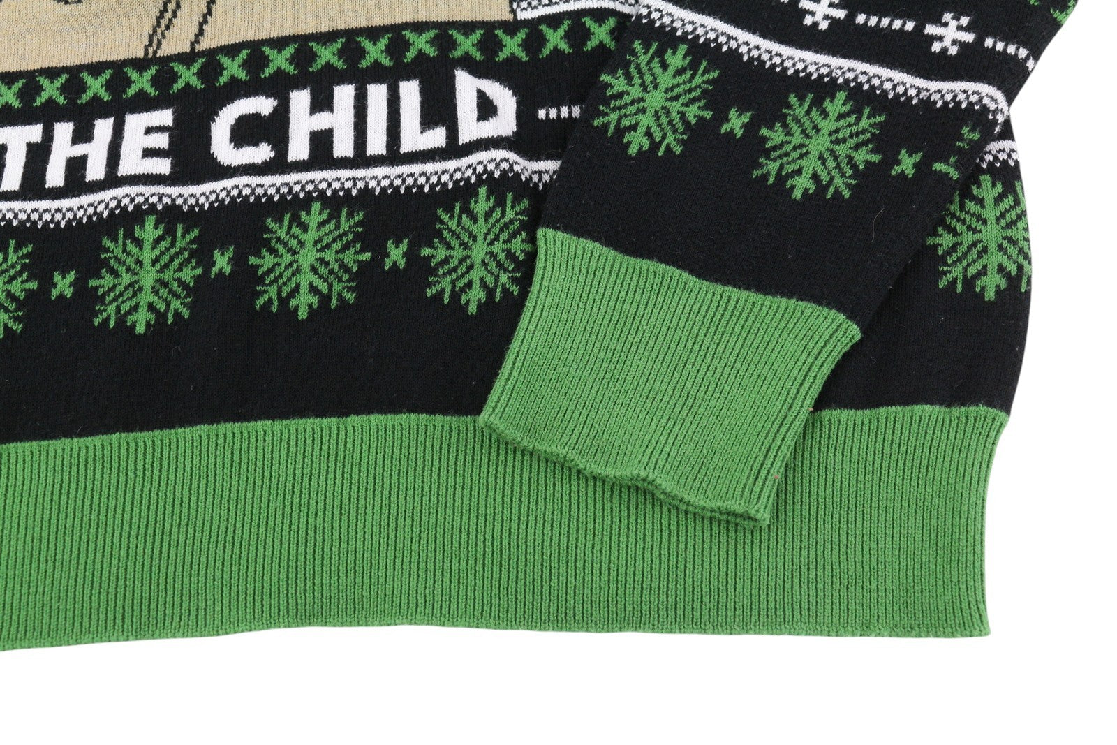 ŽVAIGŽDŽIŲ KARŲ vyriškas megztinis L dydžio su Yodos raštu, apvalia kaklo iškirpte, ilgomis rankovėmis, juodas 