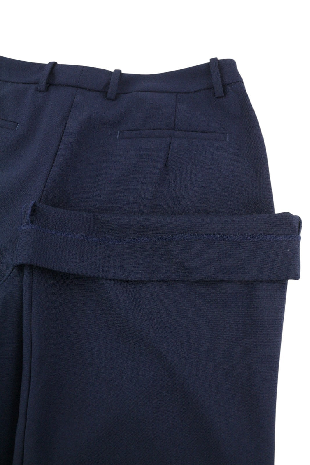 SUITSUPPLY Robin moteriškos kelnės EU40 tamsiai mėlynos vilnos mišinio platėjančios su užtrauktuku klešnės gale 