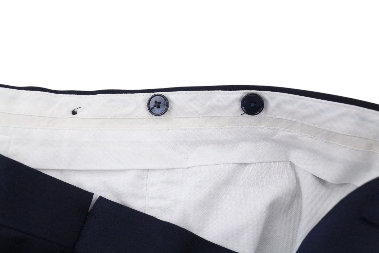 SUITSUPPLY Brescia vyriškos kelnės UK48S tamsiai mėlynos vilnonės, prigludusios, plokščia priekine dalimi, su užtrauktuku 