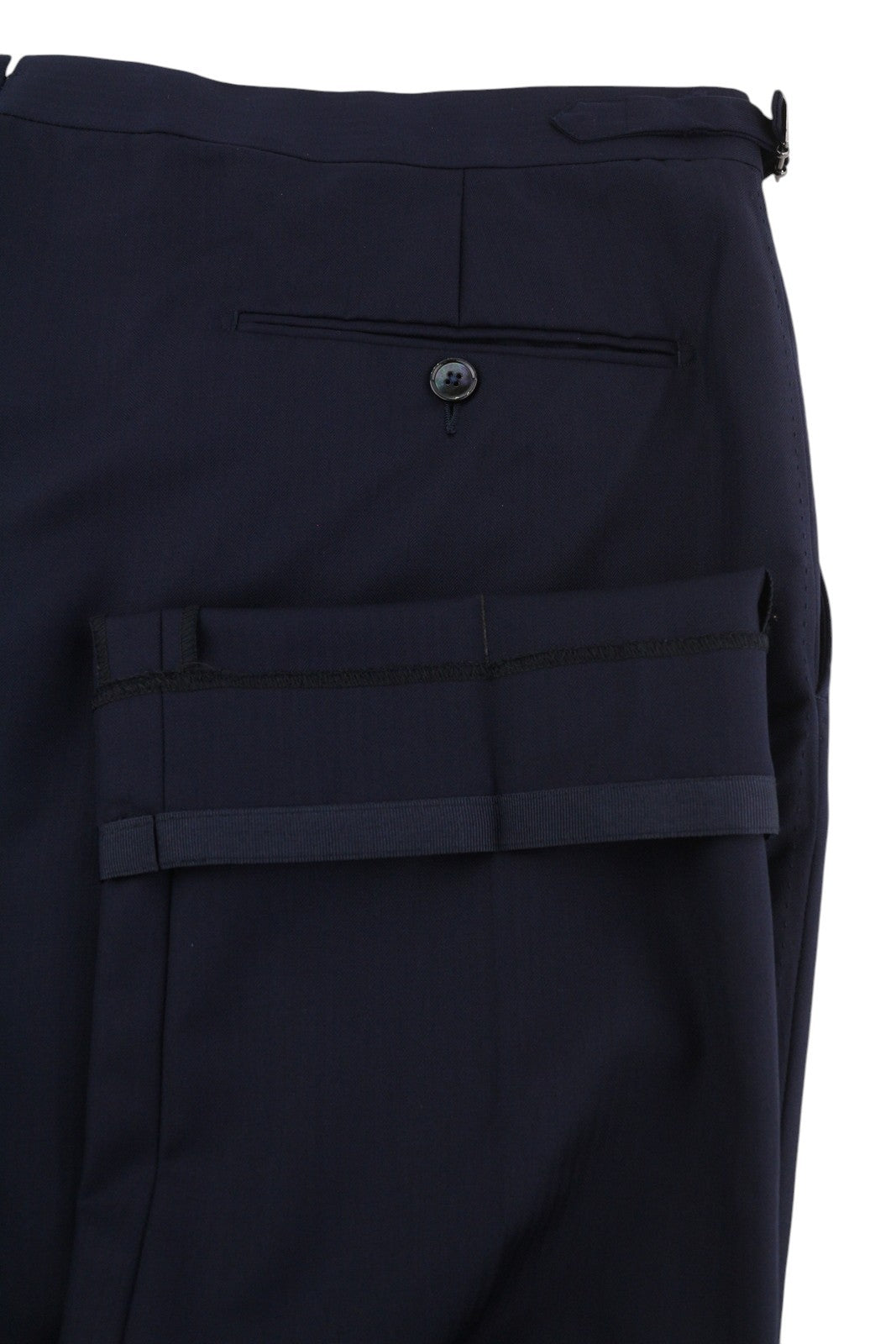 SUITSUPPLY Brescia vyriškos kelnės UK48S tamsiai mėlynos vilnonės, prigludusios, plokščia priekine dalimi, su užtrauktuku 