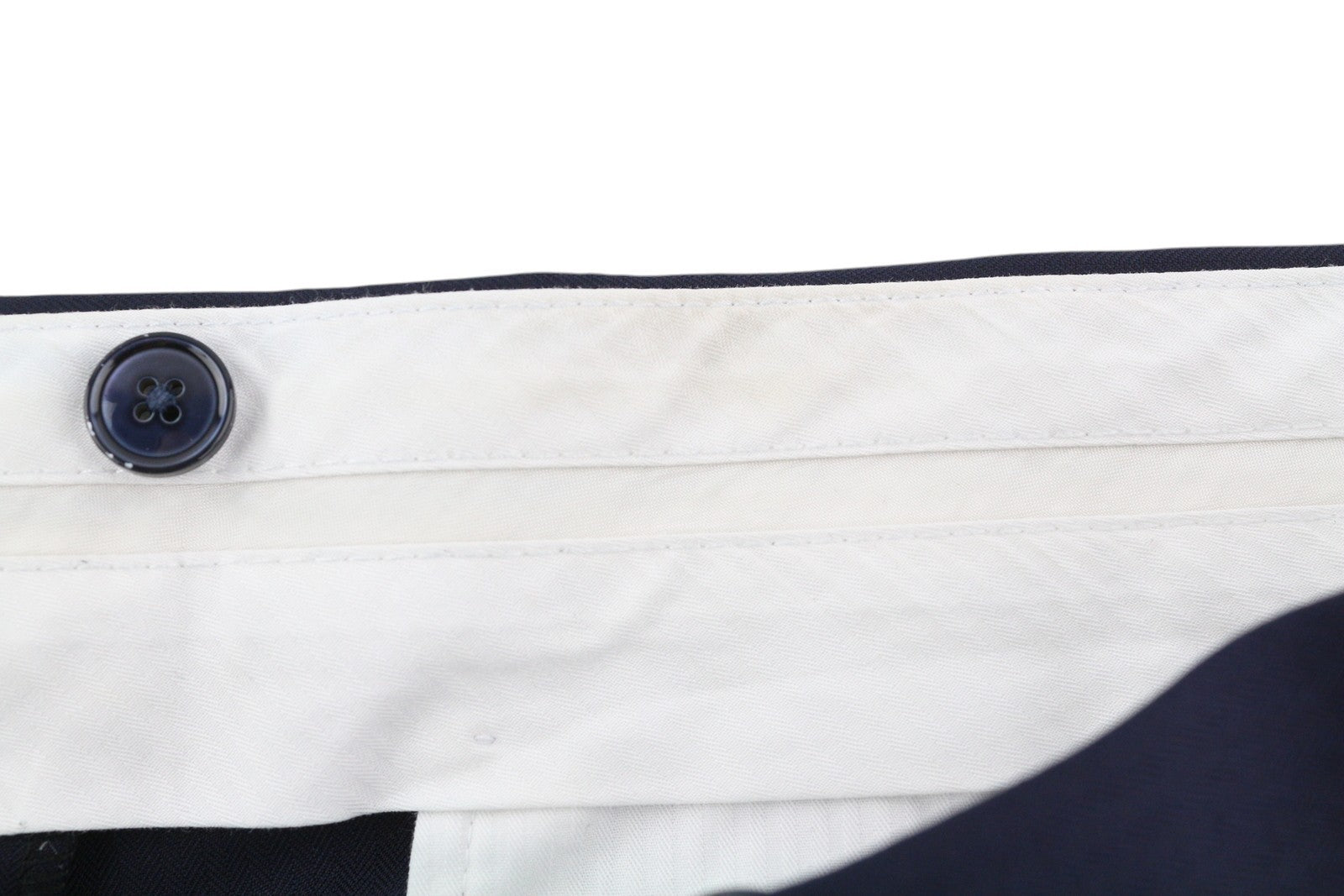 SUITSUPPLY Brescia vyriškos kelnės UK48S tamsiai mėlynos vilnonės, prigludusios, plokščia priekine dalimi, su užtrauktuku 