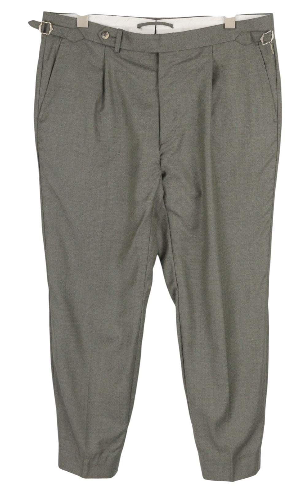 SUITSUPPLY Vigo ZC vyriškos kelnės UK44R pilkos melanžo vilnos klostytos, priglundančios, su užtrauktuku