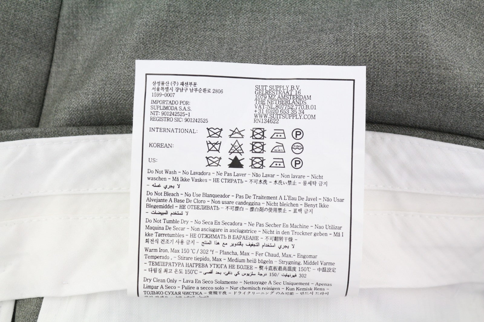 SUITSUPPLY Vigo ZC vyriškos kelnės UK44R pilkos melanžo vilnos klostytos, priglundančios, su užtrauktuku